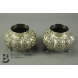 Pair of Silver Anglo-Indian Repose Footed Bowls