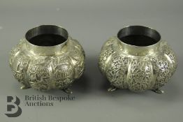 Pair of Silver Anglo-Indian Repose Footed Bowls