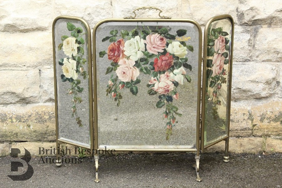 Early 20th Century Painted Mirrored Firescreen