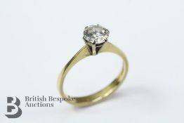 Lady's 18ct Yellow Gold Solitaire Diamond Ring