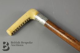 Bone and Silver Walking Cane