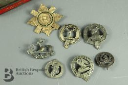 Seven Scottish Clan Badges and a Queen's Bodyguard of Scotland Headdress Badge