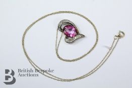 9ct Yellow Gold Pink Topaz Pendant