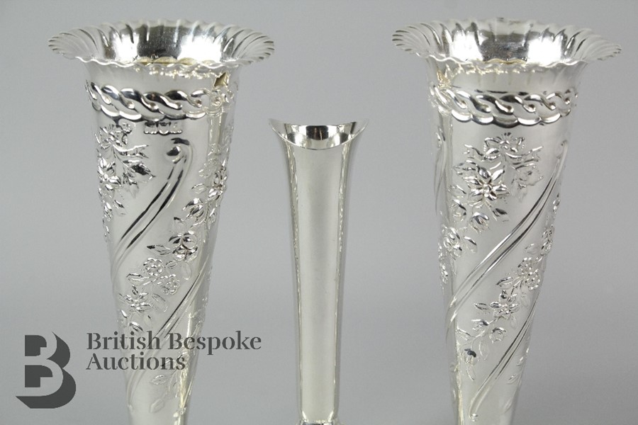 A Pair of Decorative Silver Vases And Small Silver Specimen Vase - Image 3 of 6