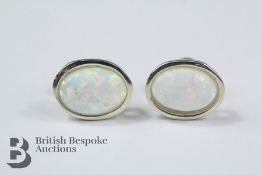 Pair of Silver and Opal Stud Earrings