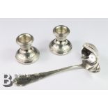 Pair of Silver Candlesticks and a Scandinavian Spoon