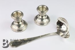 Pair of Silver Candlesticks and a Scandinavian Spoon