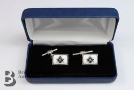 Silver and Enamel Masonic Cufflinks