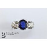Antique Natural Sapphire and Diamond Ring
