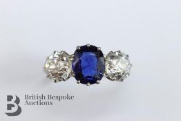 Antique Natural Sapphire and Diamond Ring