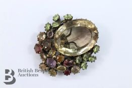 Antique Quartz and Semi-Precious Stone Clip Accessory