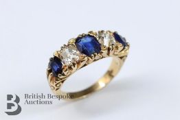 Antique 18ct Royal Blue Sapphire and Diamond Ring