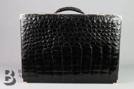 J. Perez Black Crocodile Skin Briefcase
