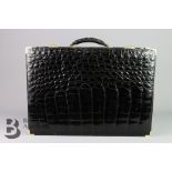 J. Perez Black Crocodile Skin Briefcase