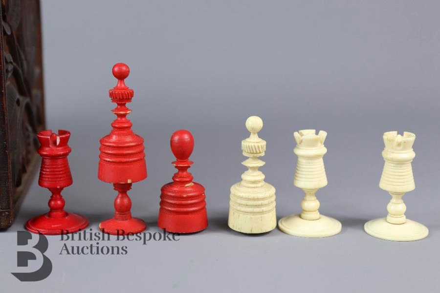 Wooden Chess Set and Stained Ivory Chess Pieces - Image 6 of 7