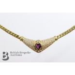 18ct Gold Purple Sapphire and Diamond Necklace