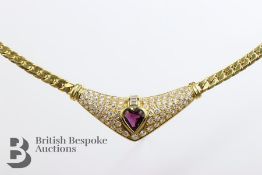 18ct Gold Purple Sapphire and Diamond Necklace