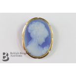 18ct Gold Blue Shell Cameo Pendant