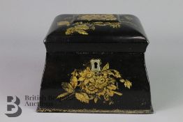 Chinese Black Lacquer Tea Caddy