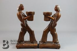 Pair of Continental Wood Carved Candlesticks