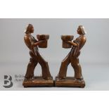 Pair of Continental Wood Carved Candlesticks