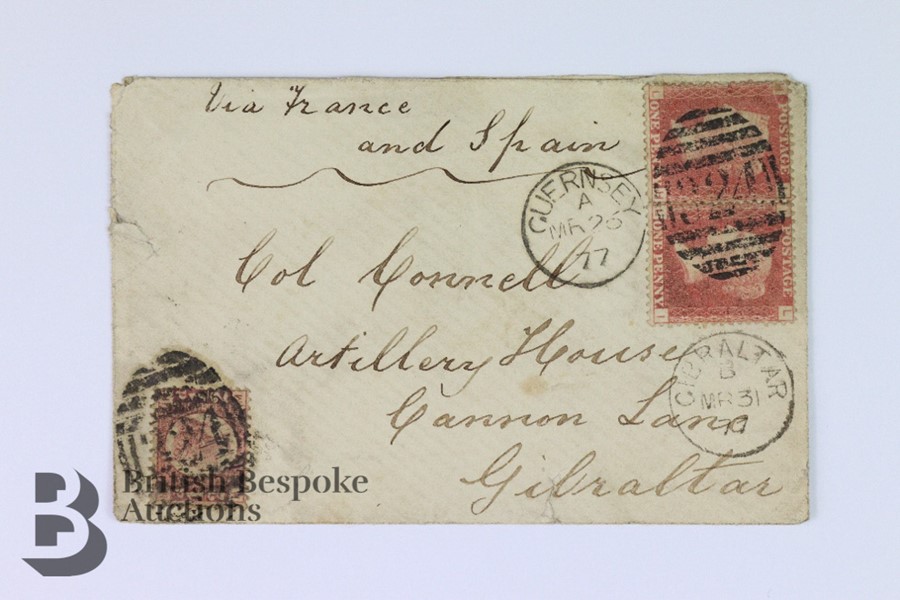 GB Scarce 1877 Guernsey to Gibraltar Cover etc - Image 3 of 4