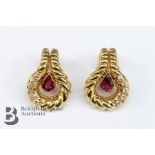 18ct Gold Diamond and Ruby Earrings