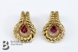 18ct Gold Diamond and Ruby Earrings