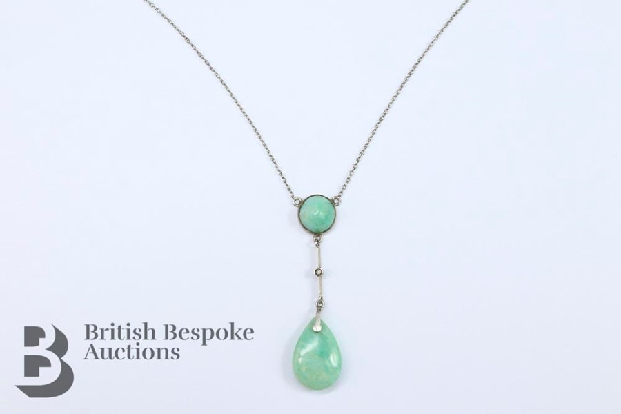 Art Deco Jade Drop Necklace - Image 2 of 3