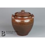 Brown Glaze Pottery Pickle Barrel