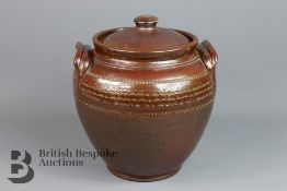 Brown Glaze Pottery Pickle Barrel