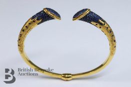 22ct Yellow Gold and Sapphire Torque Bangle