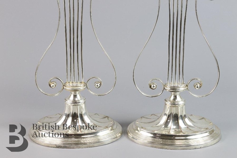 Pair of Silver Plated Lyre Candlesticks - Image 7 of 7