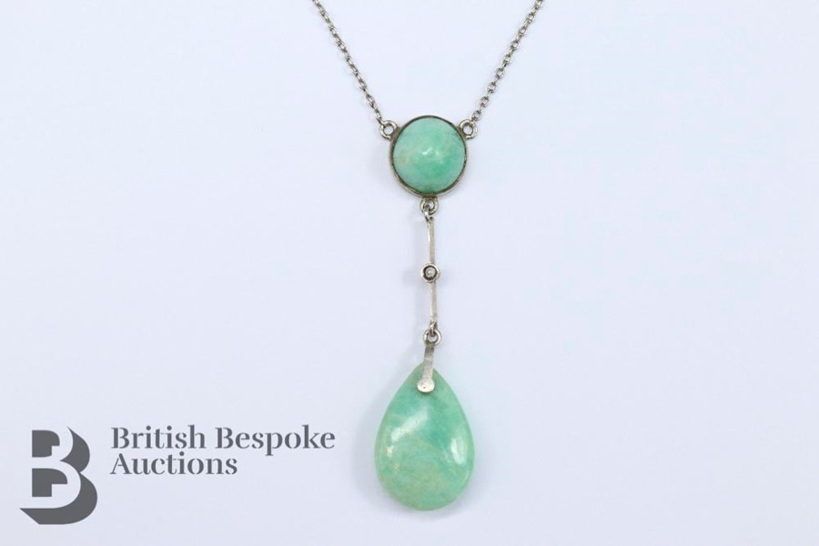 Art Deco Jade Drop Necklace - Image 3 of 3