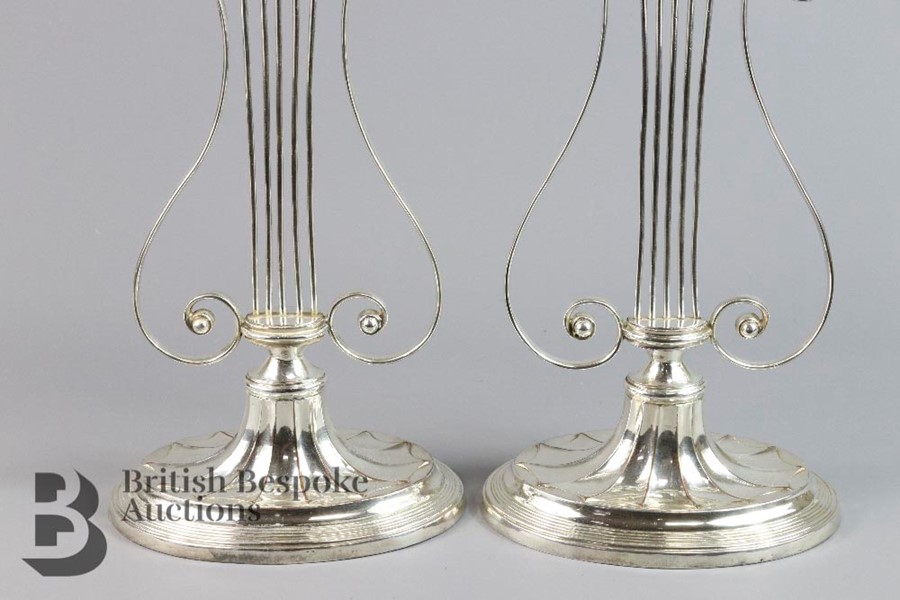 Pair of Silver Plated Lyre Candlesticks - Image 3 of 7