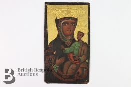 Painted Devotional Icon of the Black Madonna