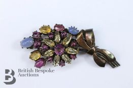 Antique Moonstone Amethyst and Citrine Floral Spray Brooch