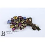 Antique Moonstone Amethyst and Citrine Floral Spray Brooch