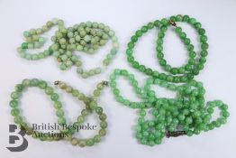 Four Green Hardstone Necklaces