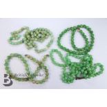 Four Green Hardstone Necklaces
