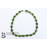 Antique Silver Foil Backed Green Stone Necklace