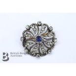 Edwardian Diamond and Sapphire Brooch