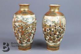 Pair of Meiji Period Kutani Ware Vases