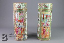 19th Century Cantonese Pillar Vases