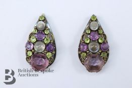 Pair of Art Deco Amethyst, Peridot and Moonstone Accessories