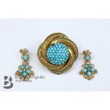 Pair of 19th Century 18ct Turquoise and Diamond Drop Earrings
