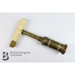 Victorian Brass and Bone Corkscrew with Brush