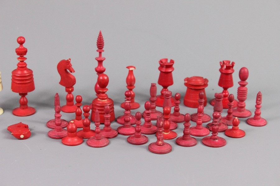 Wooden Chess Set and Stained Ivory Chess Pieces - Image 3 of 7