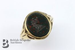 Gentleman's 14/15ct Gold and Bloodstone Seal Ring