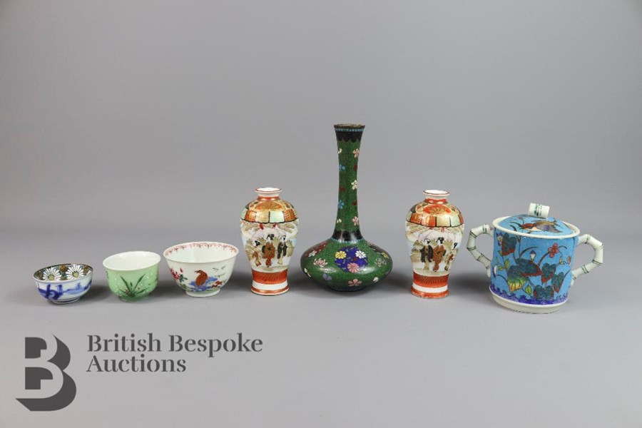 Oriental Vases, Tea Bowls and Lidded Tea Cup